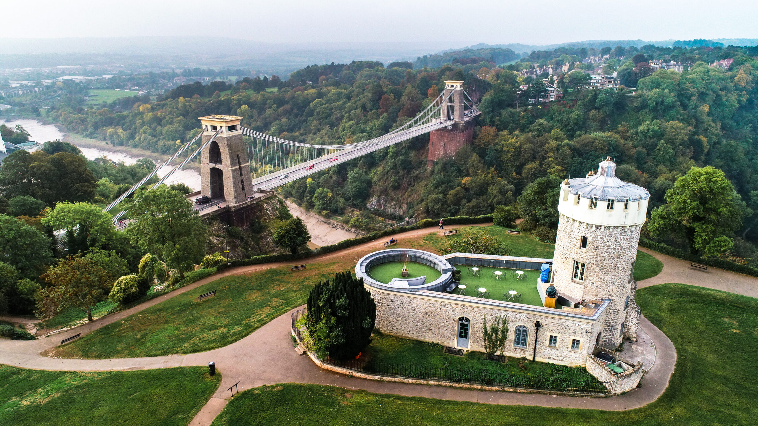 Clifton suspension bridge and the observatory in bristol england scaled